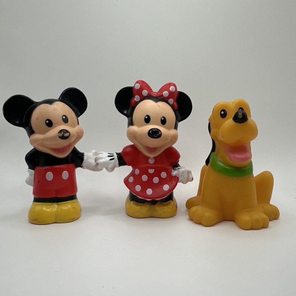Fisher Price Little People Mickey & Minnie Mouse & Pluto Figures Lot Of 3